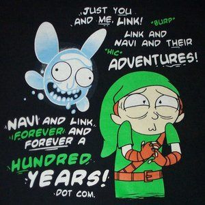 (2/$11) "Link & Navi/Rick & Morty"  Parody T-shirt